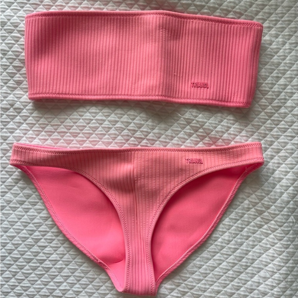 Pink Ribbed Bikini Set